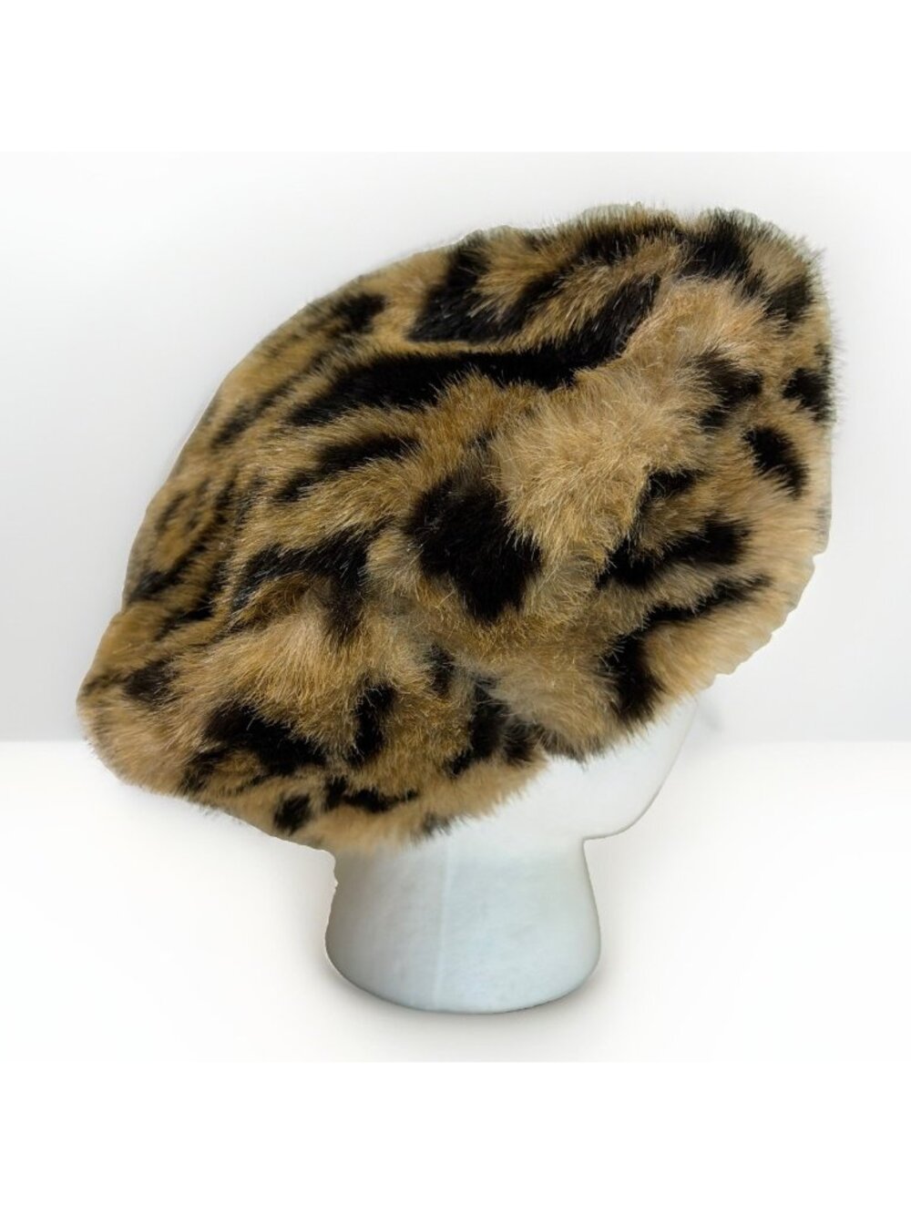 Vintage Leopard Faux Fur Pill Box Hat One Size Animal Print Retro Mad Men Maizel